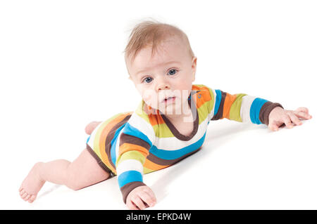 Small baby in striped clothes Stock Photo