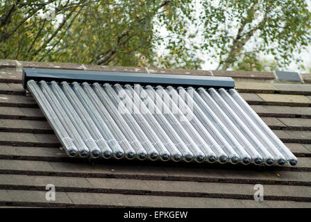 Vacuum Solar Thermal  Heating System on a roof Stock Photo