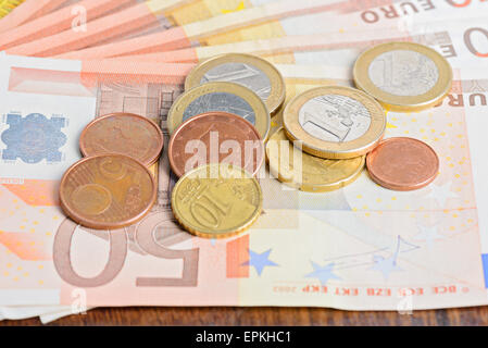 Money euro coins and banknotes Stock Photo