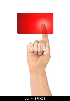Hand and blank button Stock Photo