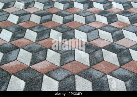 Old tiles with 3d optical illusion Stock Photo
