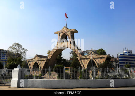 The Shahid Gate or Martyrs gate, Thamel District, Old Town, Kathmandu City, Nepal, Asia. Stock Photo