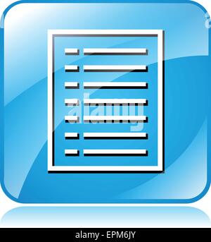 illustration of blue square icon for document Stock Vector