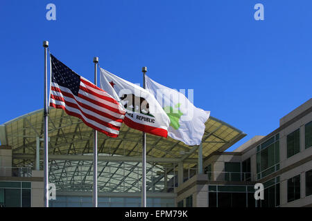 Main entrance at Apple, Inc. campus in Cupertino, CA Stock Photo
