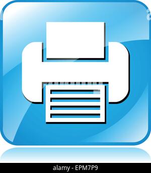 illustration of blue square icon for printer Stock Vector