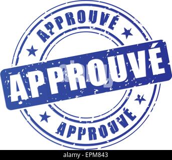 french translation for approved blue stamp icon Stock Vector