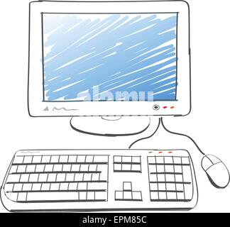 illustration of computer drawing on white background Stock Vector