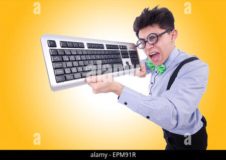 Computer geek nerd in funny concept Stock Photo