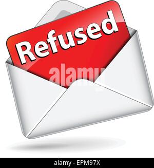 illustration of red refused message in envelope Stock Vector