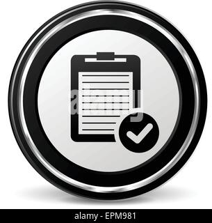 illustration of black and chrome icon for report Stock Vector