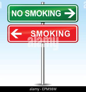 illustration of smoking and no smoking directions sign Stock Vector