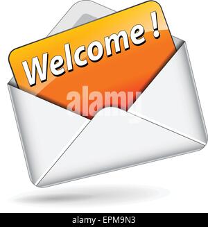 illustration of orange welcome message in envelope Stock Vector