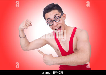 Funny wrestler isolated on white Stock Photo