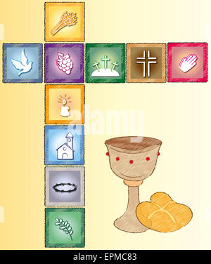 illustration of religion card with icons Stock Photo