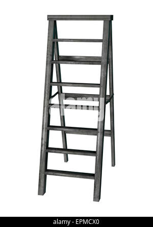 3D digital render of a step ladder isolated on white background Stock Photo