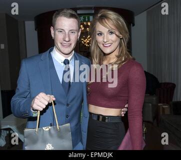 Irish professional cyclists Nicolas Roche, Sam Bennett, Philip Deignan and Dan Martin attend a 'Meet the Pros' event in Dunboyne Castle Hotel, Dublin, Ireland - 13.11.14.  Featuring: Sam Bennett,girlfriend Tara Fogarty Where: Dublin, Ireland When: 14 Nov 2014 Credit: WENN.com Stock Photo