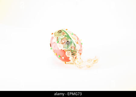 Pink easter egg, isolated on white background Stock Photo