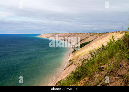 The Sable Sand dunes as viewed from the Log Slide Overlook in Pictured Rocks National Lakeshore in Munising, Michigan. Stock Photo