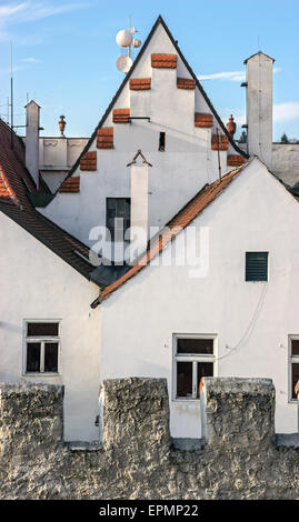 view over the roofs of houses in the city of Cesky Krumlov Stock Photo