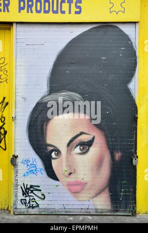 Singer Amy Winehouse Street Art, Brick Lane, London, England, UK Stock Photo