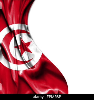 Tunisia waving silky flag isolated on white background Stock Photo