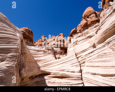The Other Desert Wave - Erosion in Arizona (wave combined with Hoodoo) Stock Photo