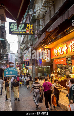 tourist street in the historic part of Macao Stock Photo