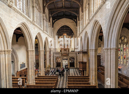 The nave of St Mary the Virgin Church viewed in an easterly direction from the gallery, looking towards the chancel, Oxford, UK. Stock Photo