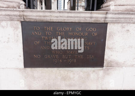 Plaque showing passage on the Tower Hill Memorial, London, UK Stock Photo