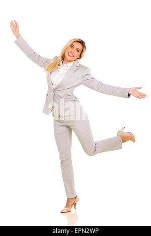 Cheerful young woman posing for professional photographer on the ...