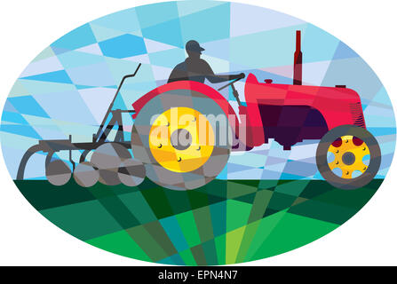 Vintage Farm Tractor Side View Woodcut Black and White Stock Photo - Alamy