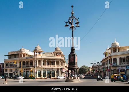 Road roundabout junction, Jaipur, Rajasthan, India Stock Photo