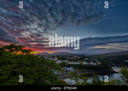 view on Portree before sunset, Scotland Stock Photo