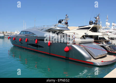 Luxury Mallorca - Superyacht / Motor Yacht - Port Adriano Marina, Calvia, South West Mallorca / Majorca, Balearic Island, Spain. Stock Photo