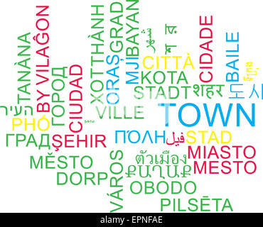 Background concept wordcloud multilanguage international many language illustration of town Stock Photo