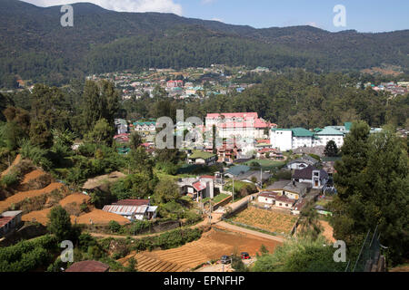 View over the town of Nuwara Eliya, Central Province, Sri Lanka Stock Photo