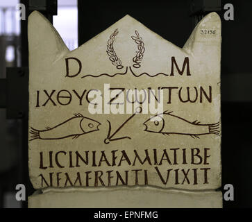 Stele Licinia Amias. Ancient Christian inscription. Greek letters ...
