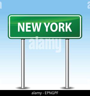 illustration of new york green metal road sign Stock Vector