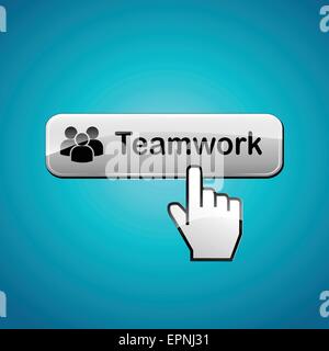 illustration of teamwork button concept on blue background Stock Vector