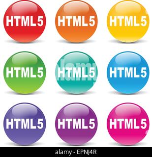 collection of icons of different colors for html Stock Vector