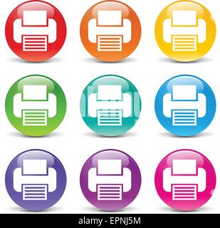 collection of icons of different colors for printer Stock Vector