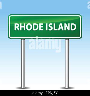 Illustration of rhode island green metal road sign Stock Vector