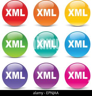 collection of icons of different colors for xml Stock Vector