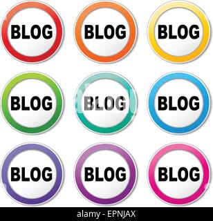 illustration of various color set of blog icons Stock Vector