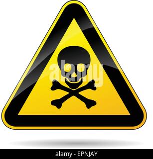 Warning Sign Skeleton Toxic skeleton warning sign. Black on yellow background. Hazardous ...