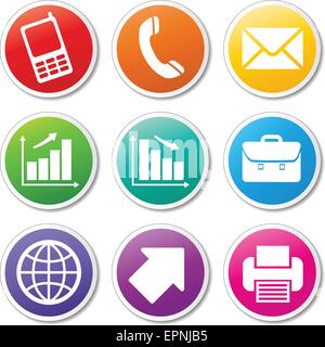 illustration of colorful business various icons set Stock Vector