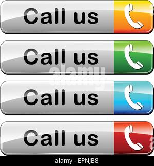 illustration of various colors set for call us buttons Stock Vector