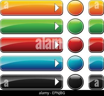 illustration of colorful set of various web buttons Stock Vector
