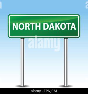 illustration of north dakota green metal road sign Stock Vector