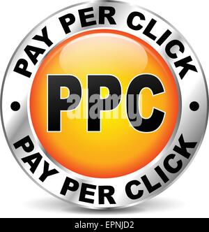 illustration of chrome and orange icon for pay per click Stock Vector